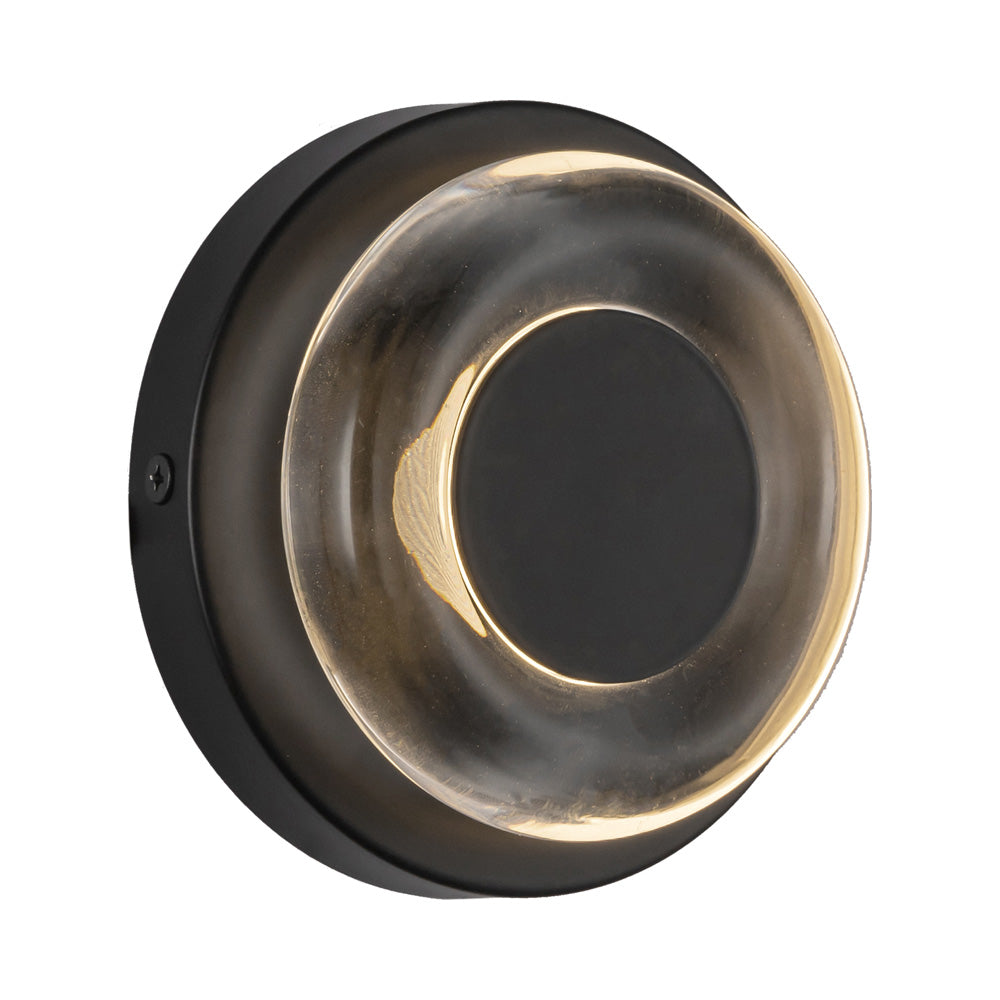 Stephord LED Wall Light in Black/Clear Glass.