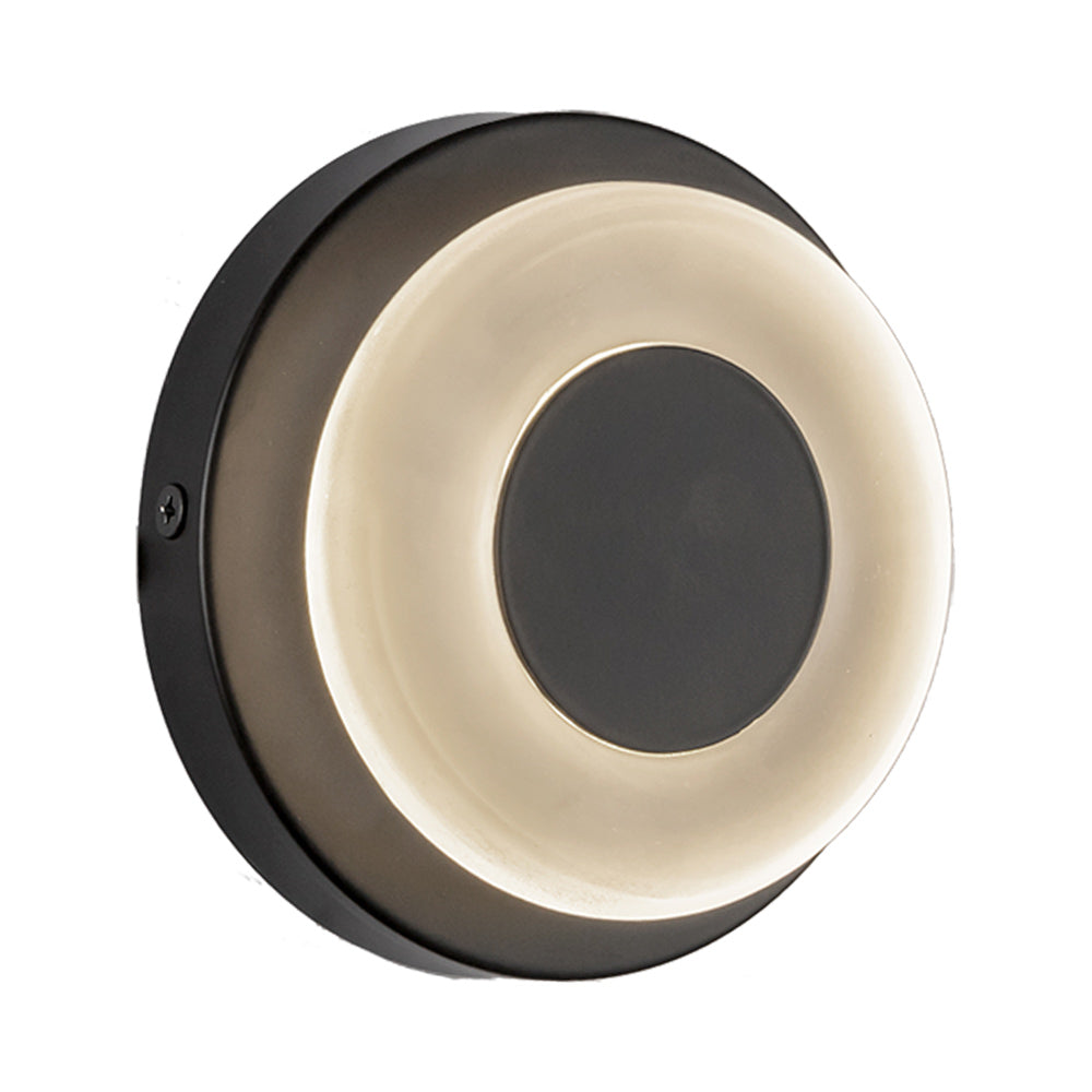 Stephord LED Wall Light in Black/Frosted Glass.