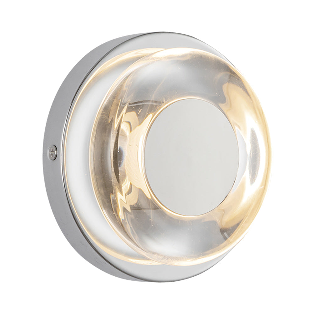 Stephord LED Wall Light in Chrome/Clear Glass.