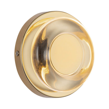 Stephord LED Wall Light in Metallic Brass/Clear Glass.
