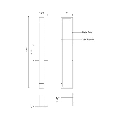 Swivel LED Wall Light - line drawing.