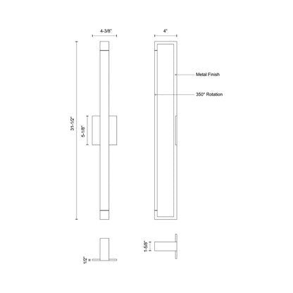 Swivel LED Wall Light - line drawing.