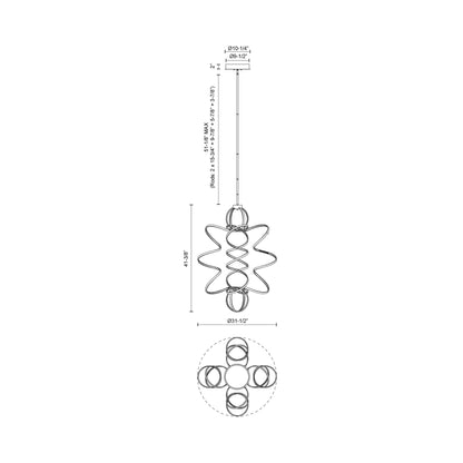 Synergy Vertical LED Pendant Light - line drawing.