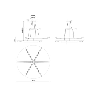 Tachi LED Chandelier - line drawing.