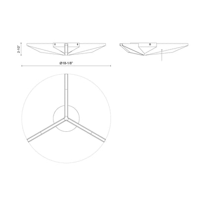 Tachi LED Flush Mount Ceiling Light - line drawing.
