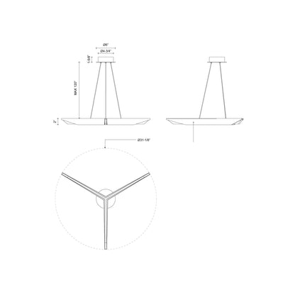 Tachi LED Pendant Light - line drawing.