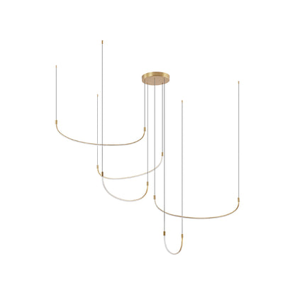 Talis LED Multi Light Pendant Light in Brushed Gold (5-Illumination Bar) (70.5-Inch).