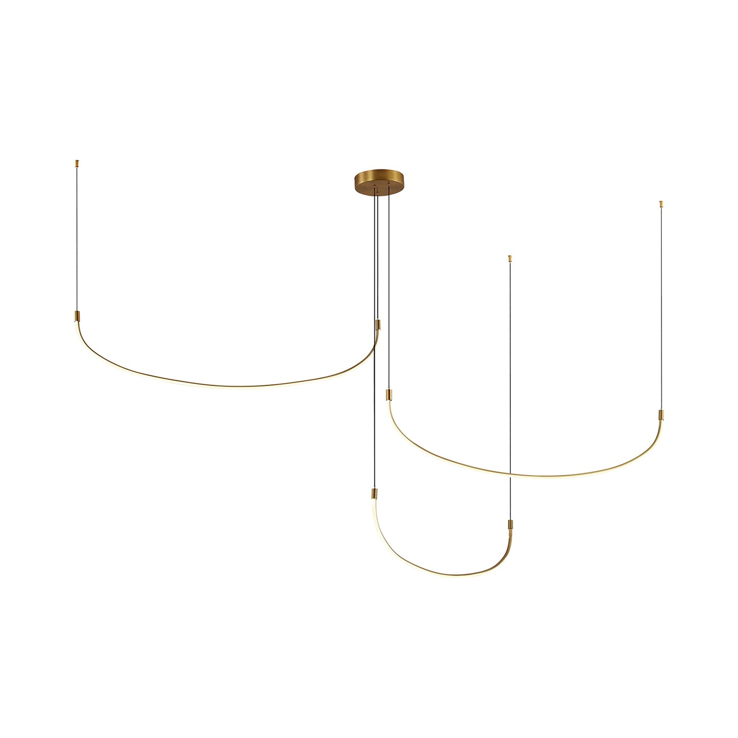 Talis LED Multi Light Pendant Light in Brushed Gold (3-Illumination Bar) (90.25-Inch).