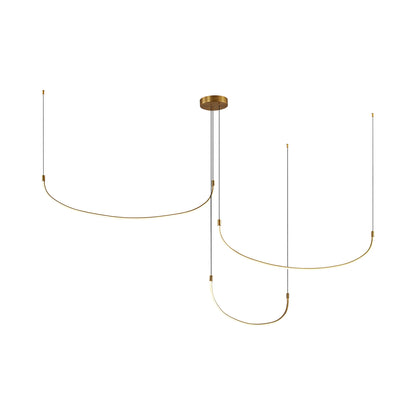 Talis LED Multi Light Pendant Light in Brushed Gold (3-Illumination Bar) (90.25-Inch).
