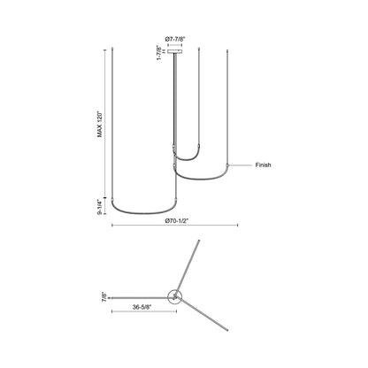 Talis LED Multi Light Pendant Light - line drawing.
