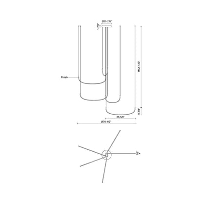 Talis LED Multi Light Pendant Light - line drawing.