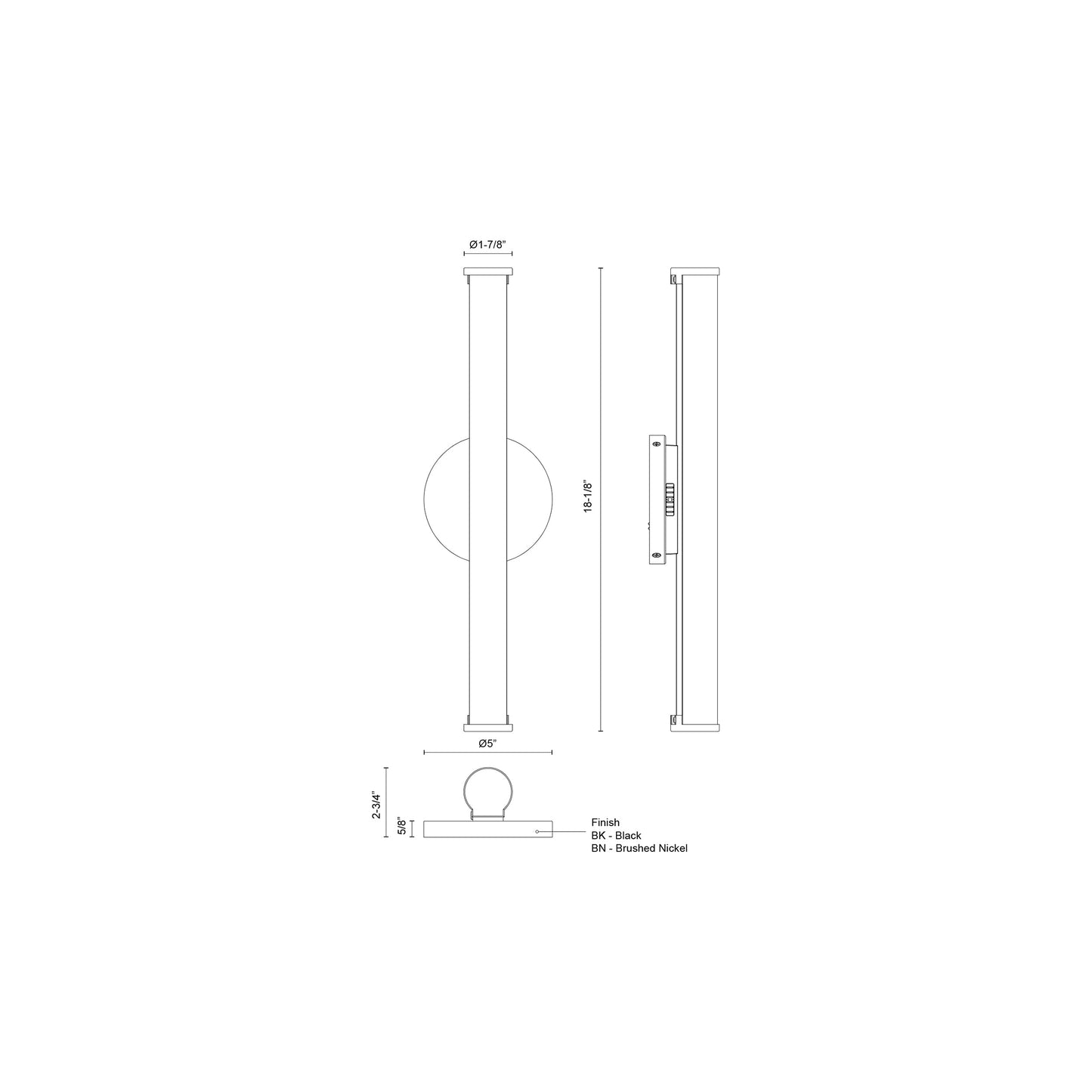 Tectra LED Bath Wall Light - linedrawing.