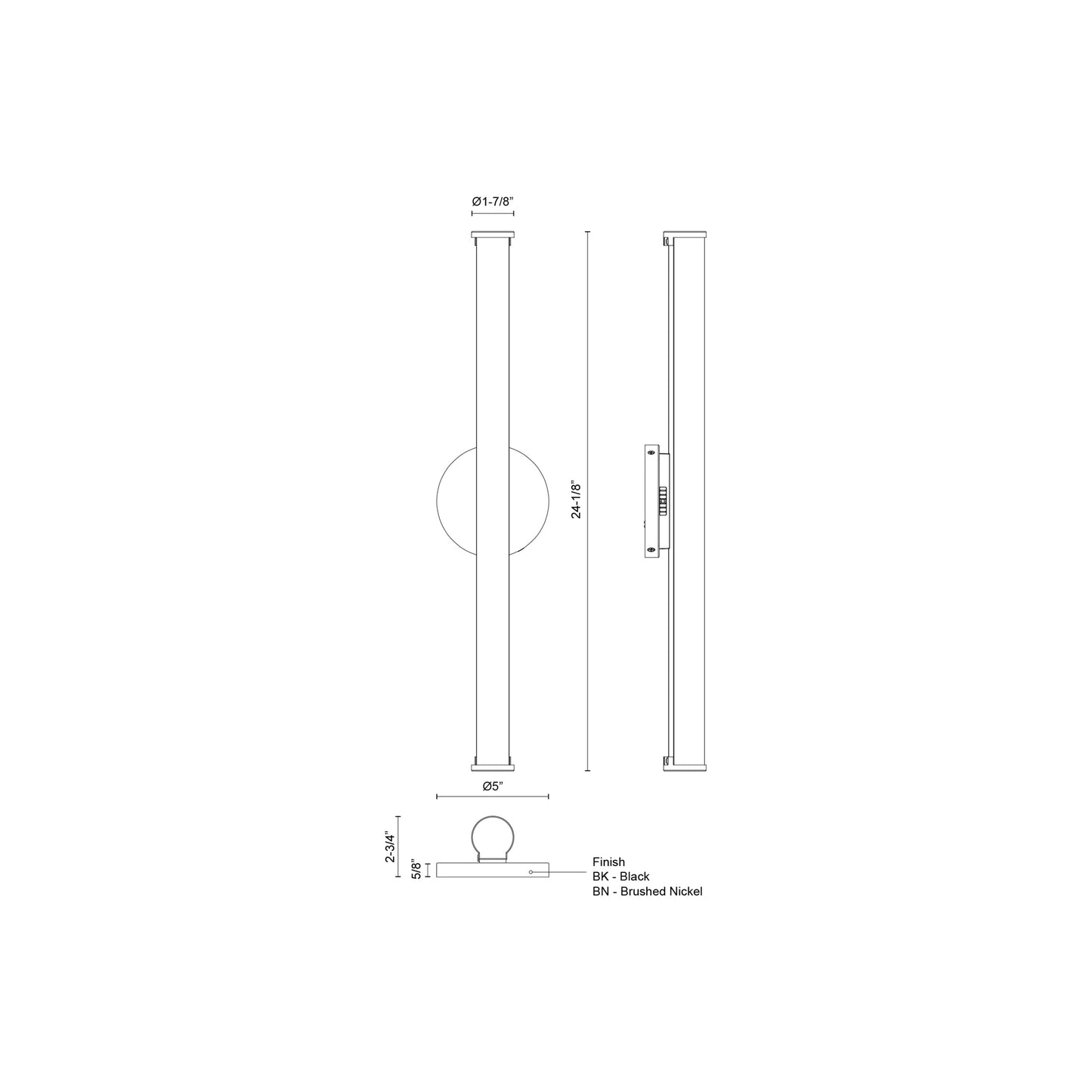 Tectra LED Bath Wall Light - linedrawing.
