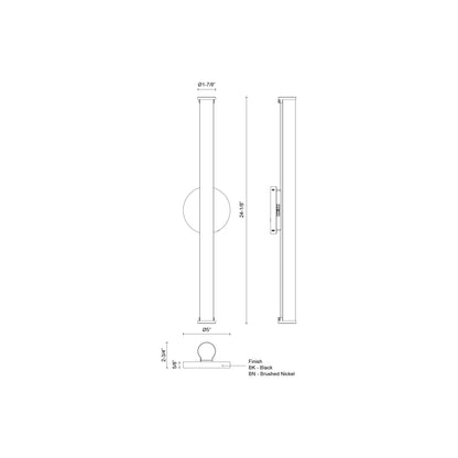 Tectra LED Bath Wall Light - linedrawing.