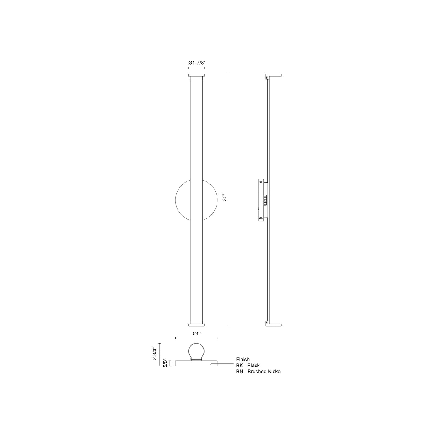 Tectra LED Bath Wall Light - linedrawing.