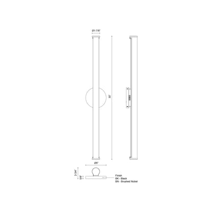 Tectra LED Bath Wall Light - linedrawing.