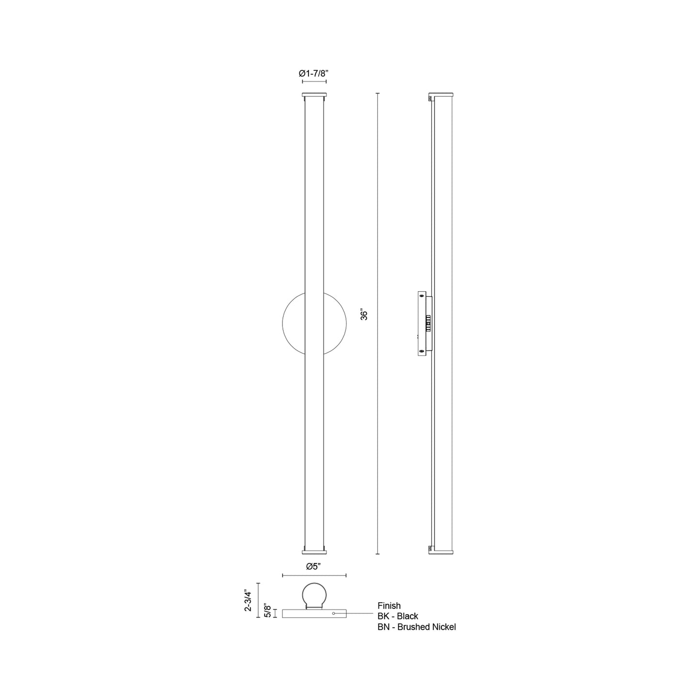 Tectra LED Bath Wall Light - linedrawing.