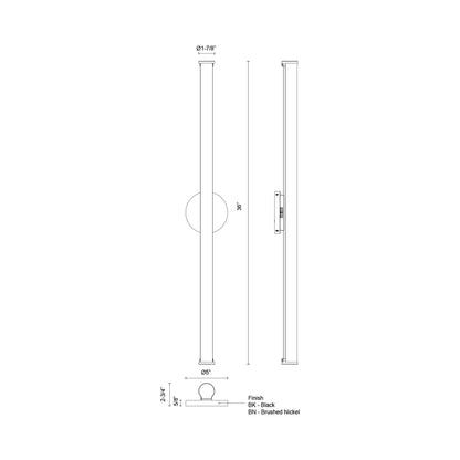 Tectra LED Bath Wall Light - linedrawing.