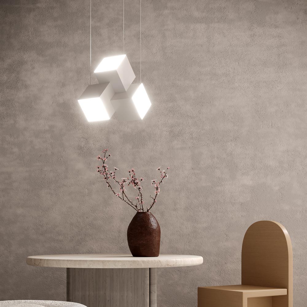 Tetra LED Pendant Light in living room.