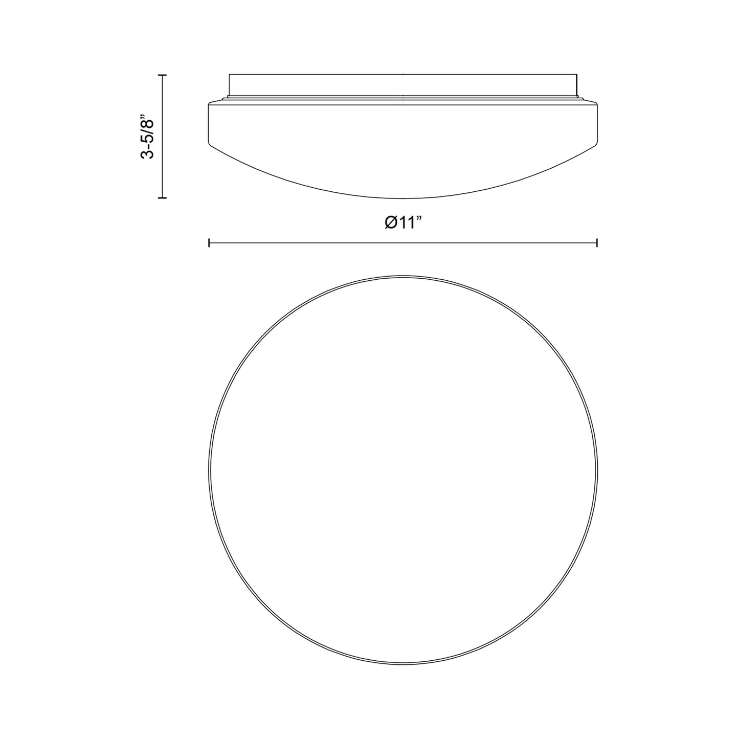 Tio LED Flush Mount Ceiling Light - line drawing.