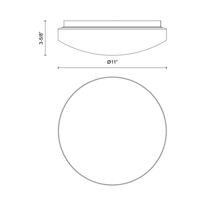 Tio LED Flush Mount Ceiling Light - line drawing.