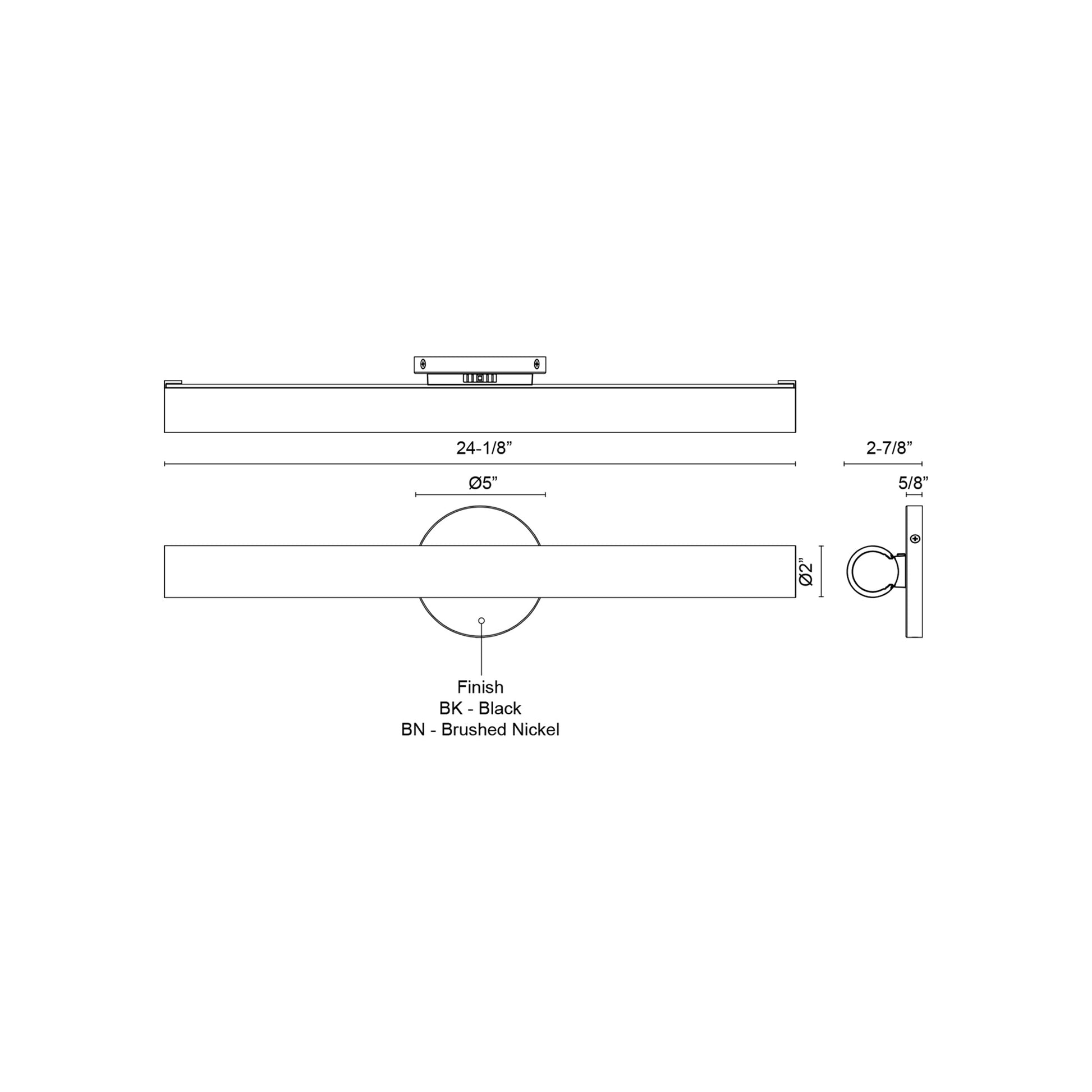 Tole LED Bath Wall Light - line drawing.
