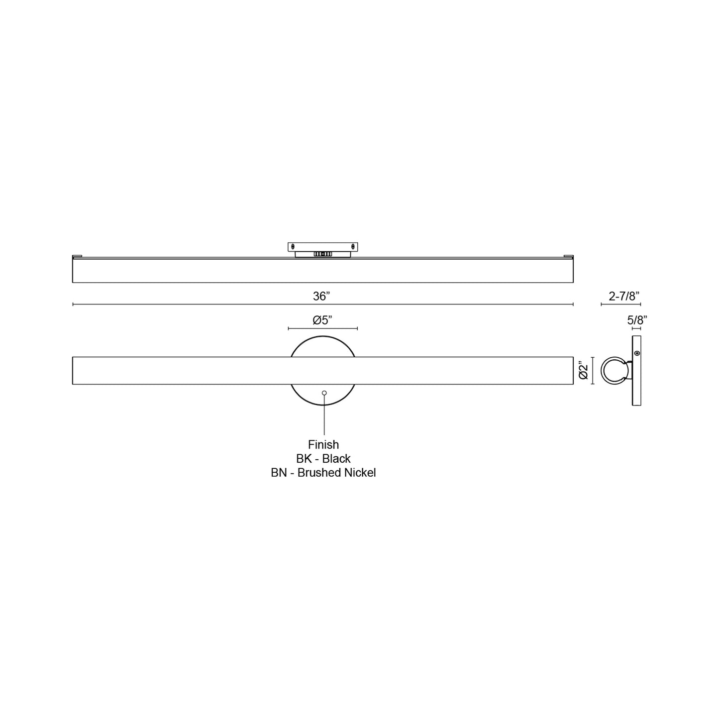 Tole LED Bath Wall Light - line drawing.