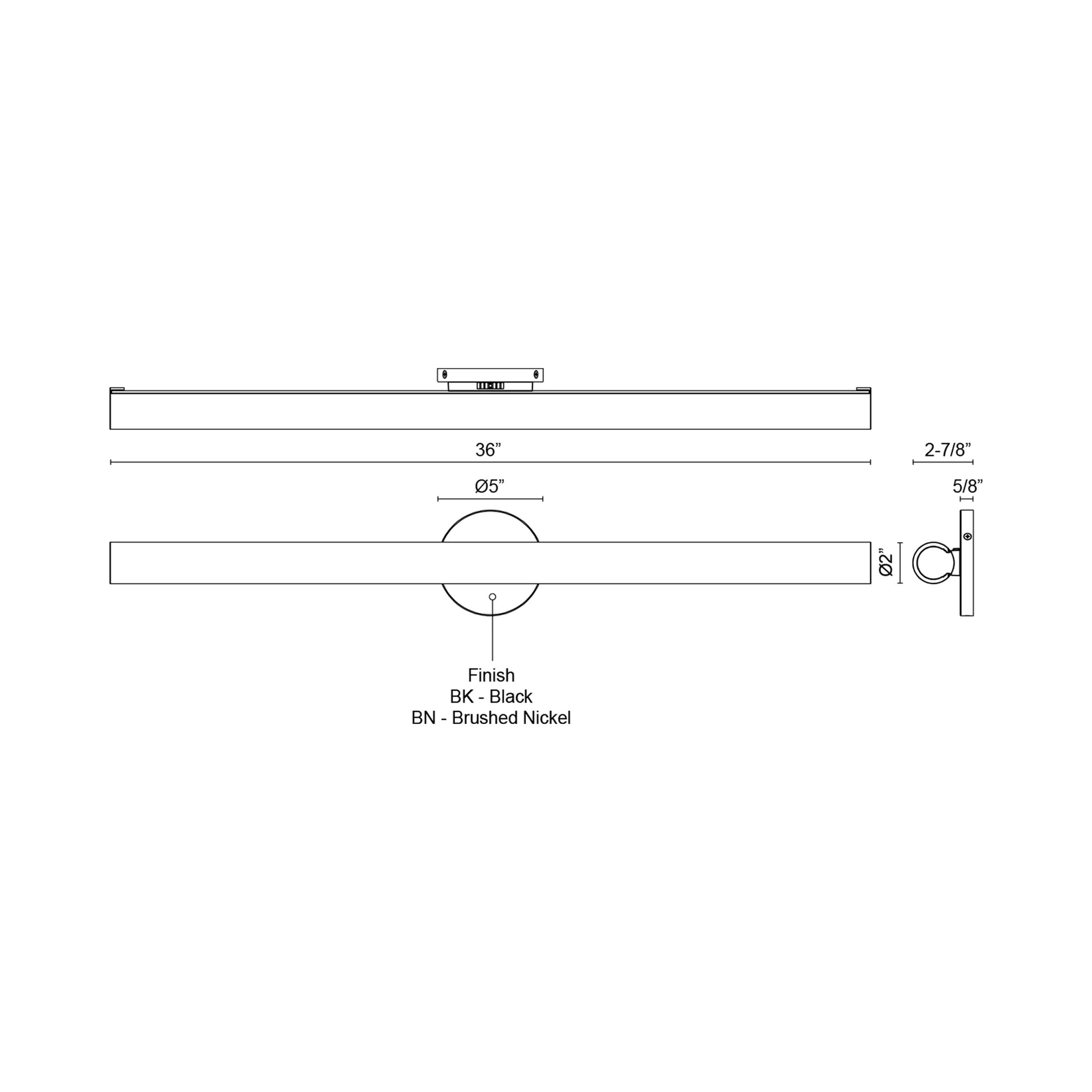Tole LED Bath Wall Light - line drawing.