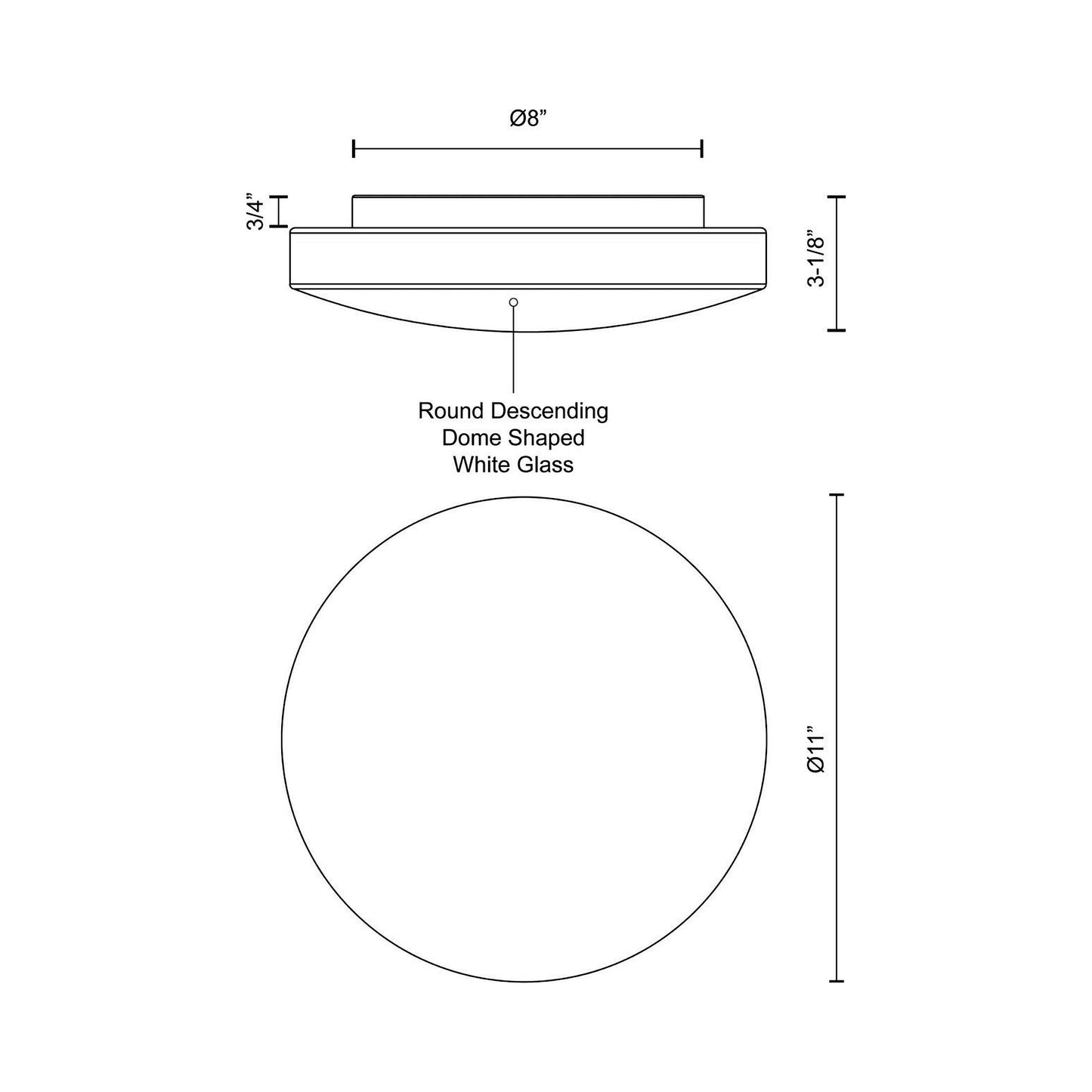 Trafalgar LED Flush Mount Ceiling Light - line drawing.