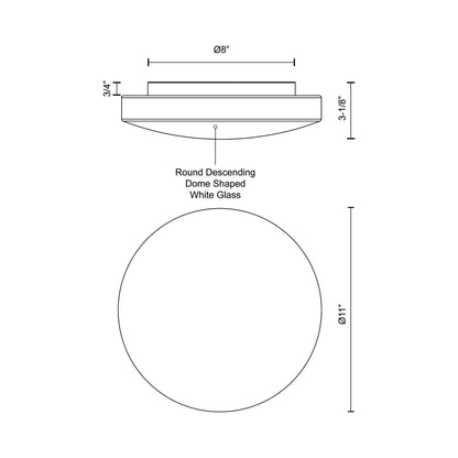 Trafalgar LED Flush Mount Ceiling Light - line drawing.