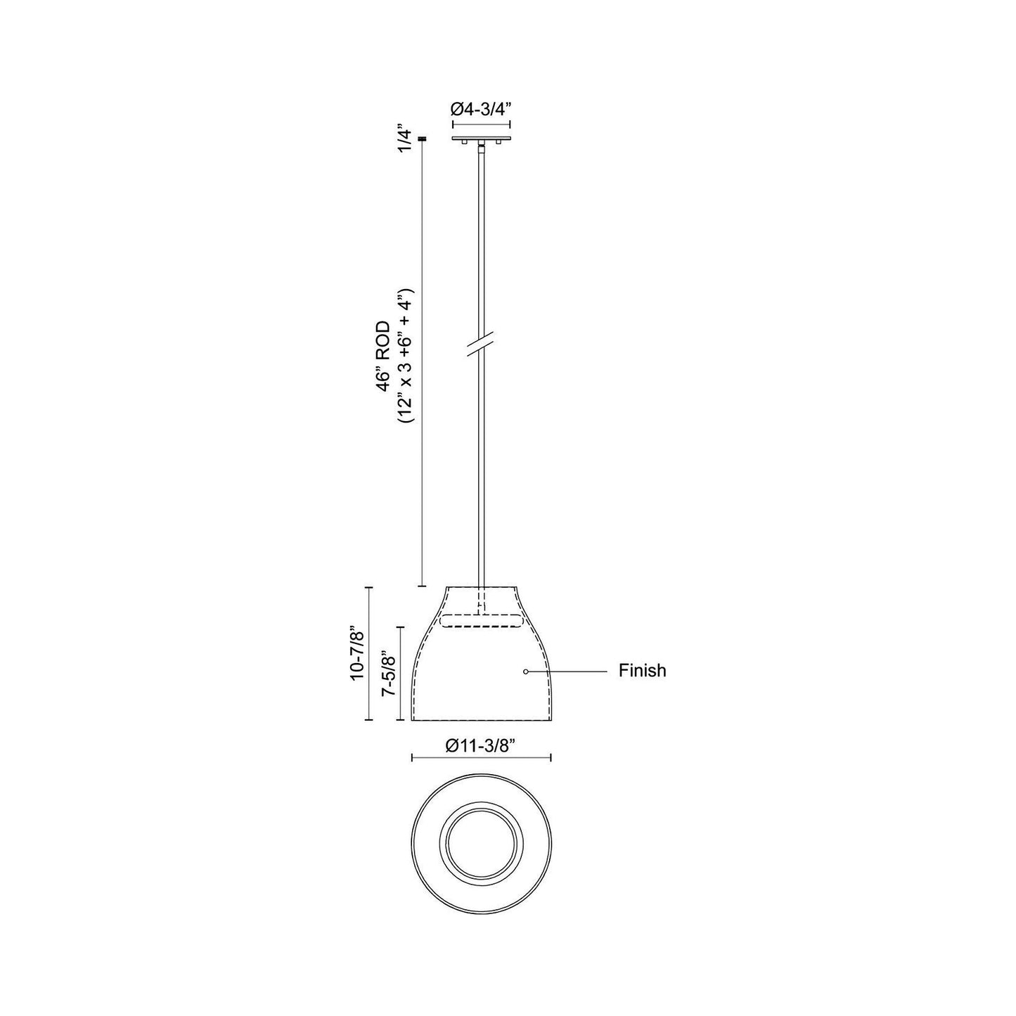 Trinity LED Pendant Light - line drawing.