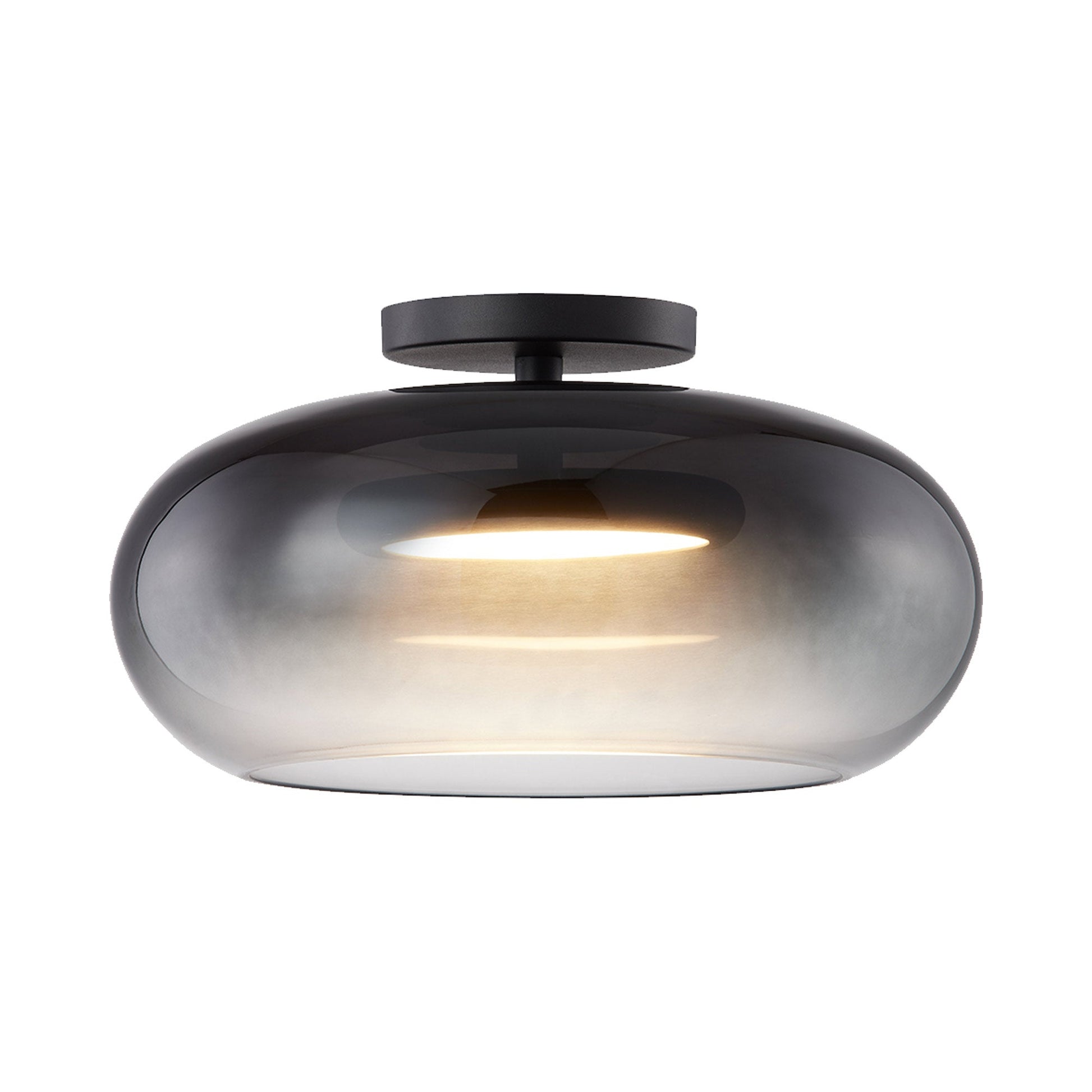 Trinity LED Semi Flush Mount Ceiling Light in Smoked.