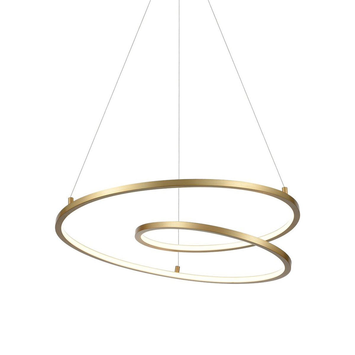 Twist LED Pendant Light in Antique Brass.