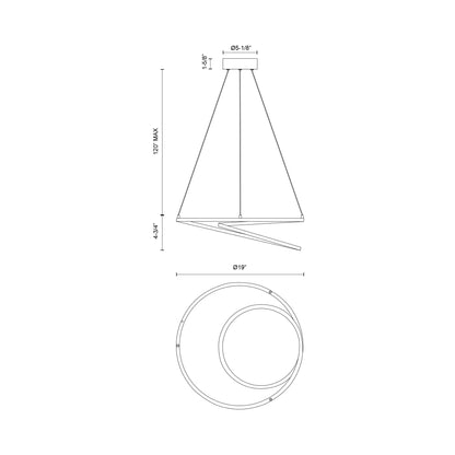 Twist LED Pendant Light - line drawing.