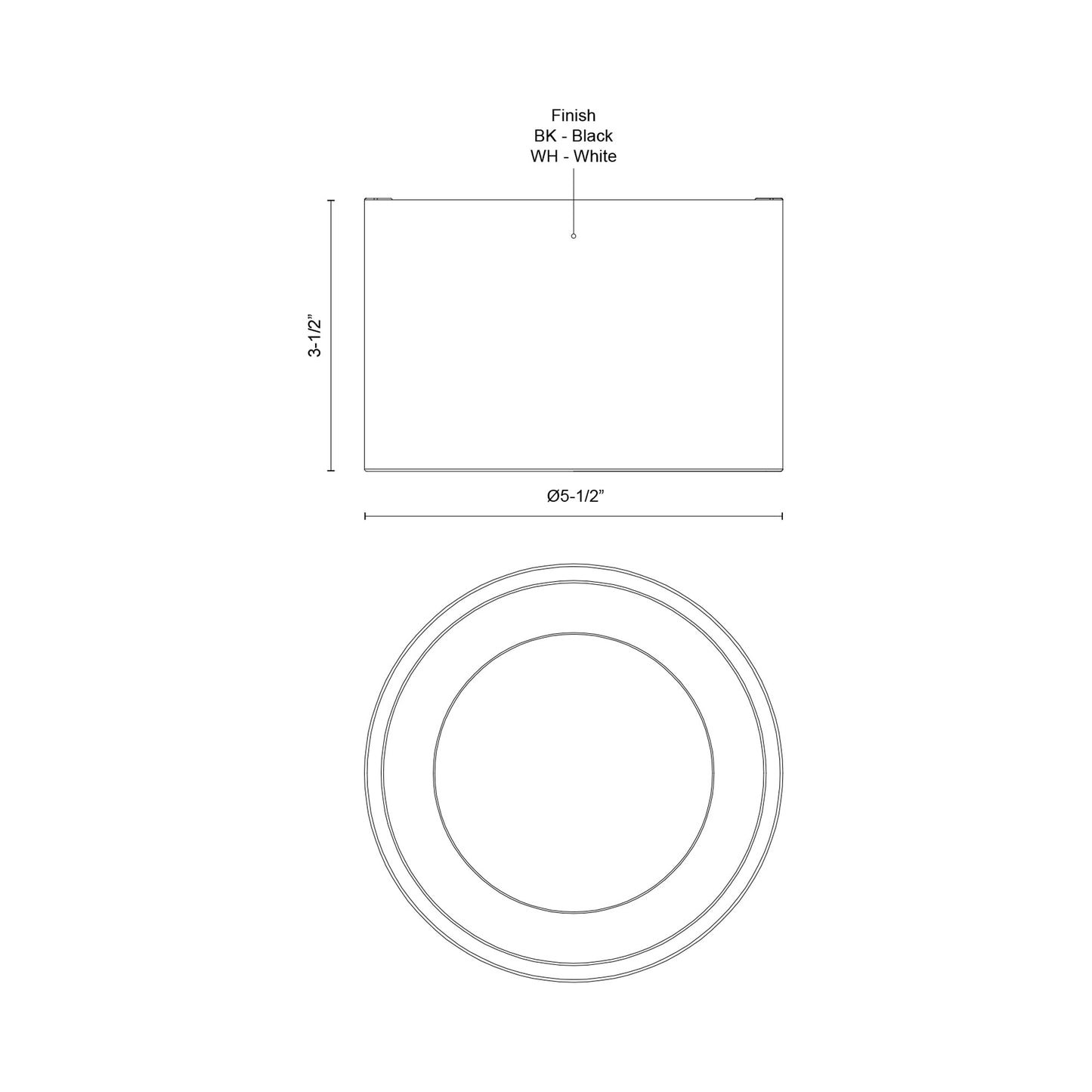 Uma LED Semi Flush Mount Ceiling Light - line drawing.