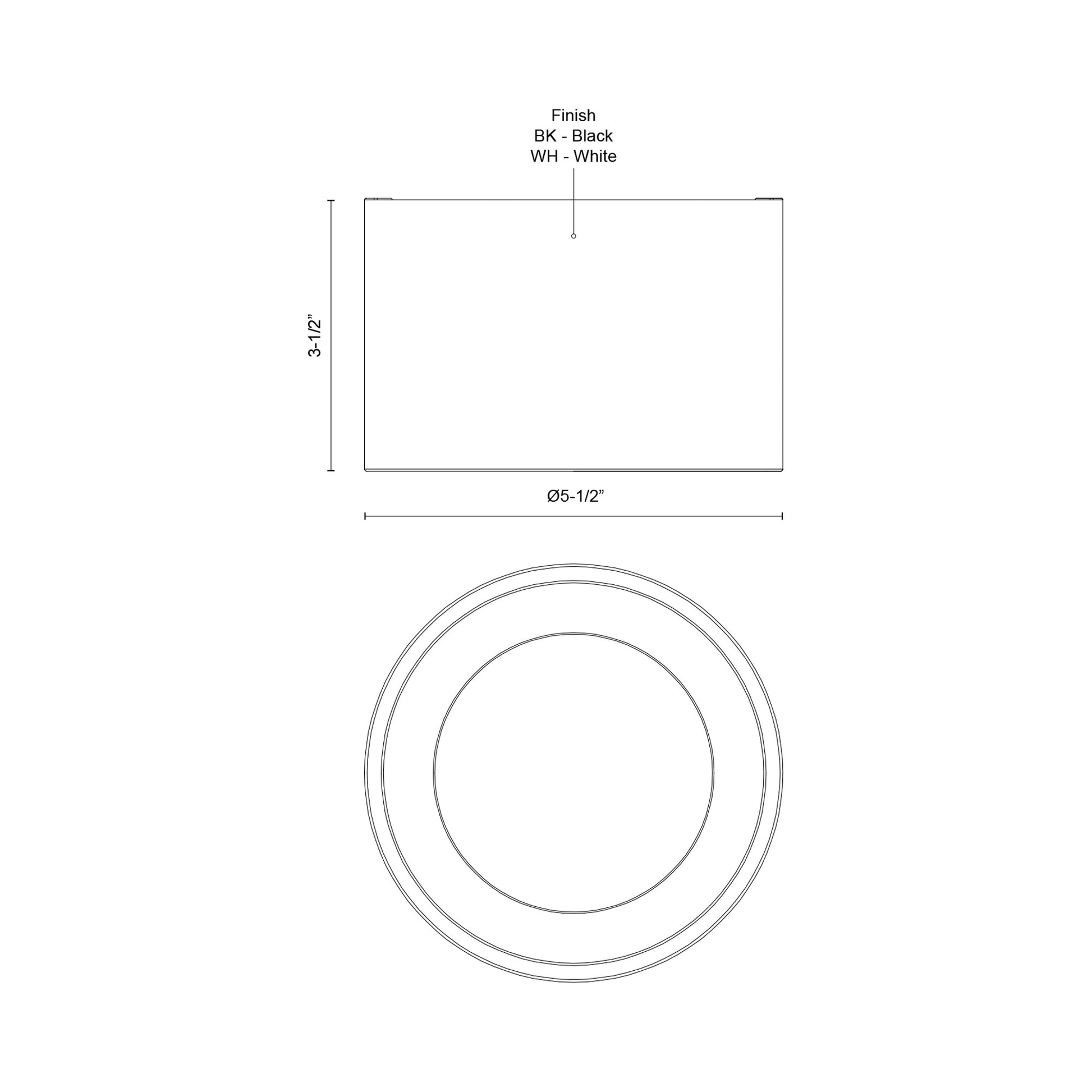Uma LED Semi Flush Mount Ceiling Light - line drawing.
