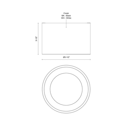 Uma LED Semi Flush Mount Ceiling Light - line drawing.