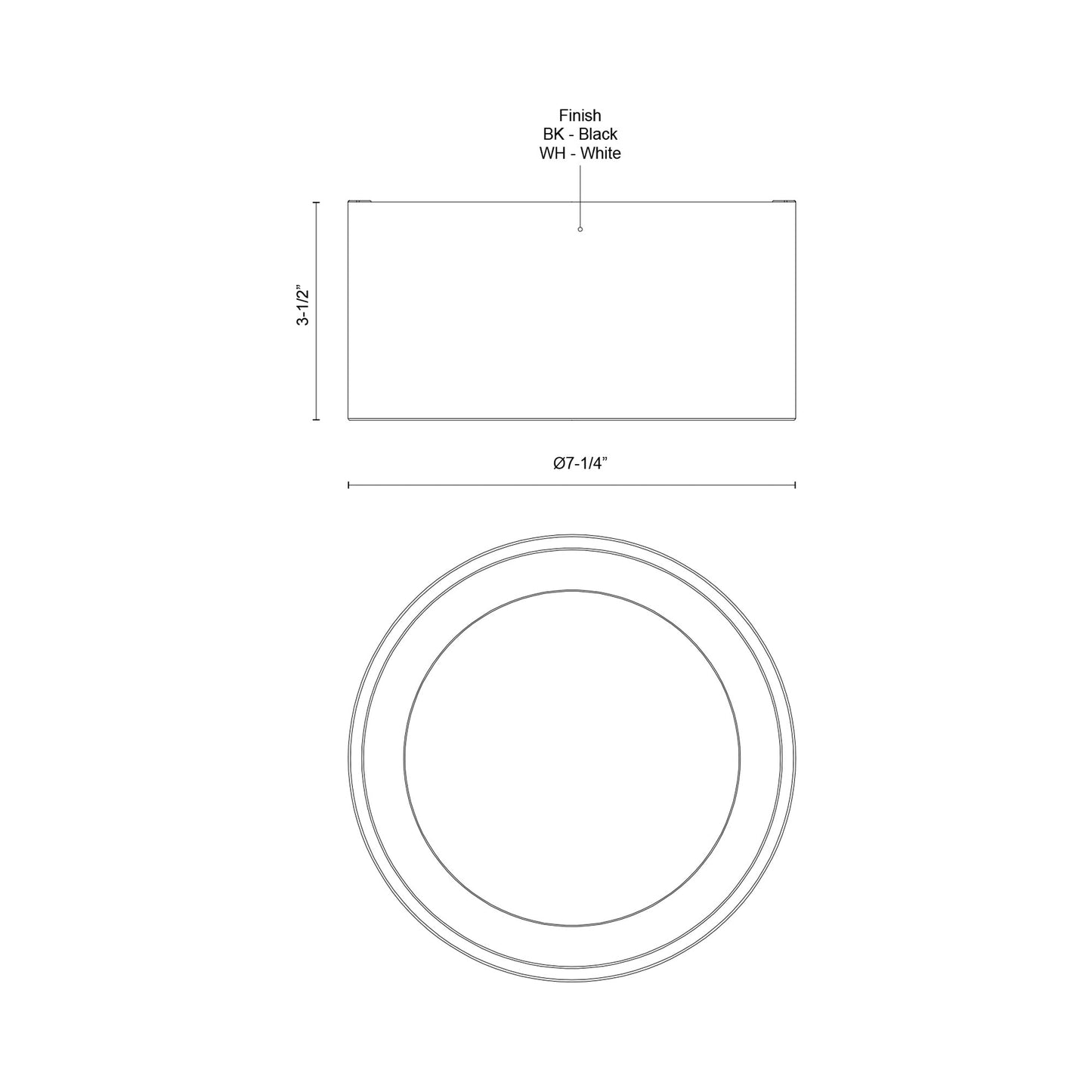 Uma LED Semi Flush Mount Ceiling Light - line drawing.