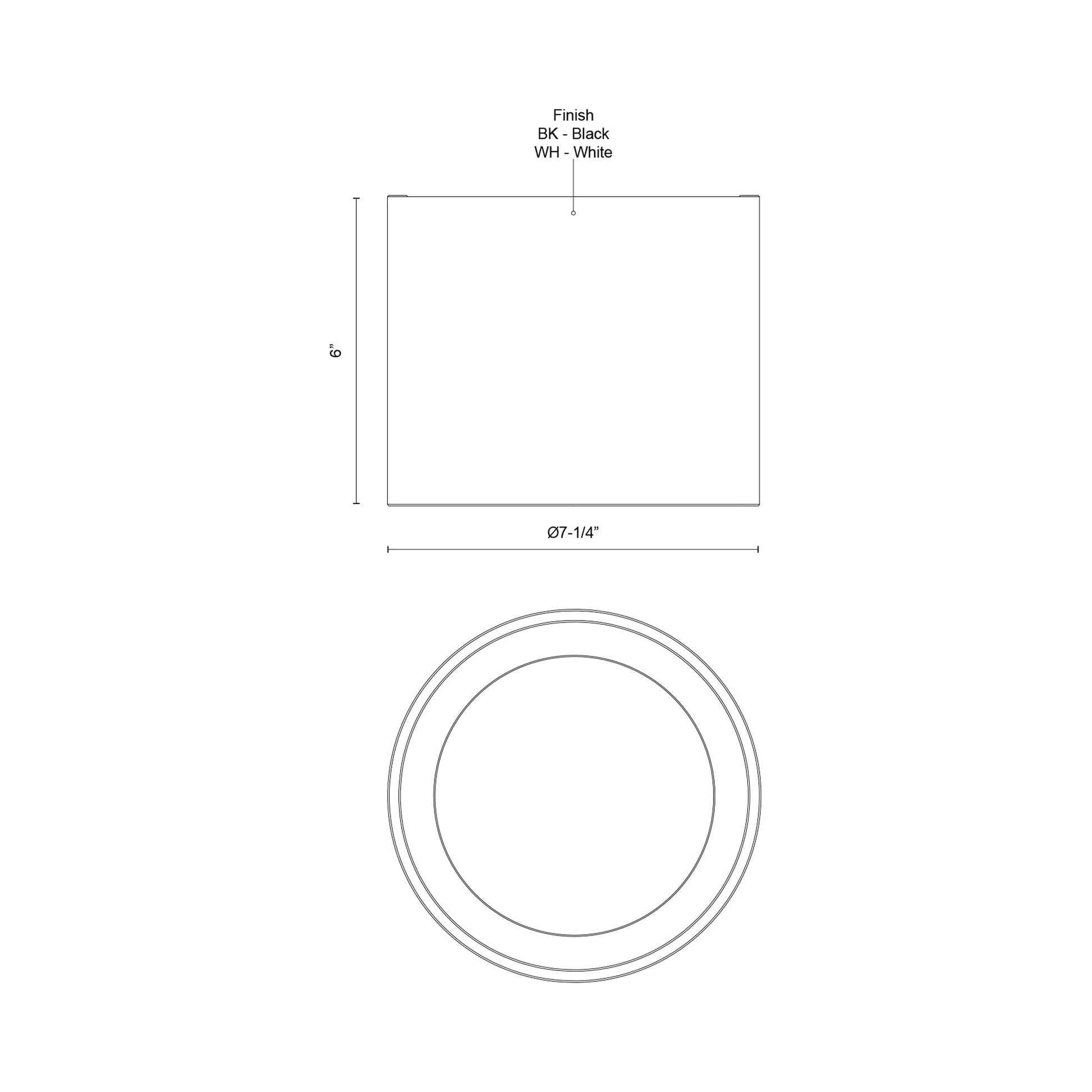 Uma LED Semi Flush Mount Ceiling Light - line drawing.