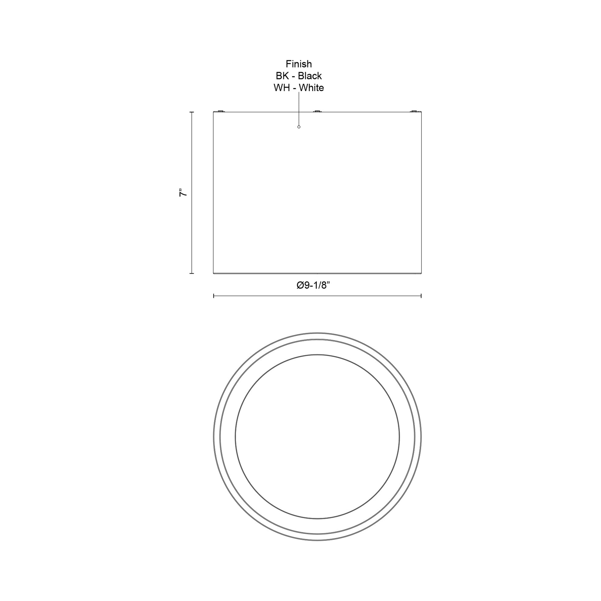 Uma LED Semi Flush Mount Ceiling Light - line drawing.