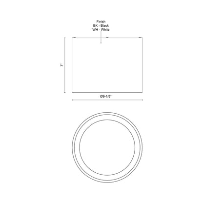 Uma LED Semi Flush Mount Ceiling Light - line drawing.