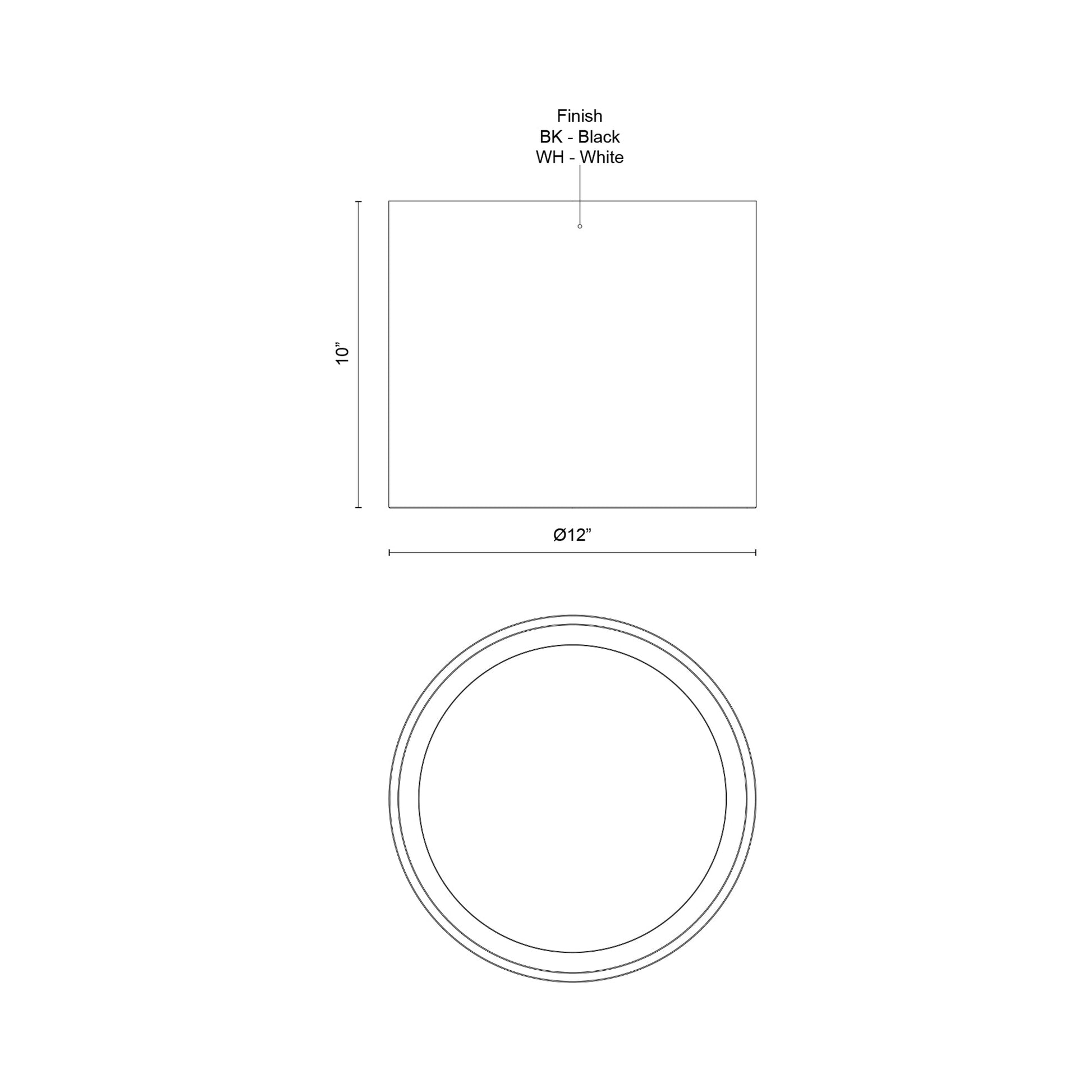 Uma LED Semi Flush Mount Ceiling Light - line drawing.