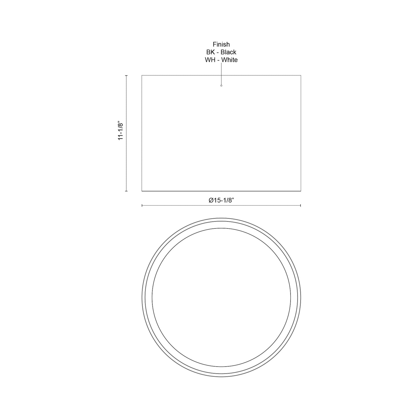 Uma LED Semi Flush Mount Ceiling Light - line drawing.