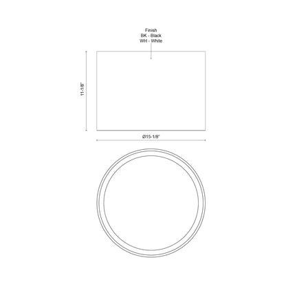 Uma LED Semi Flush Mount Ceiling Light - line drawing.
