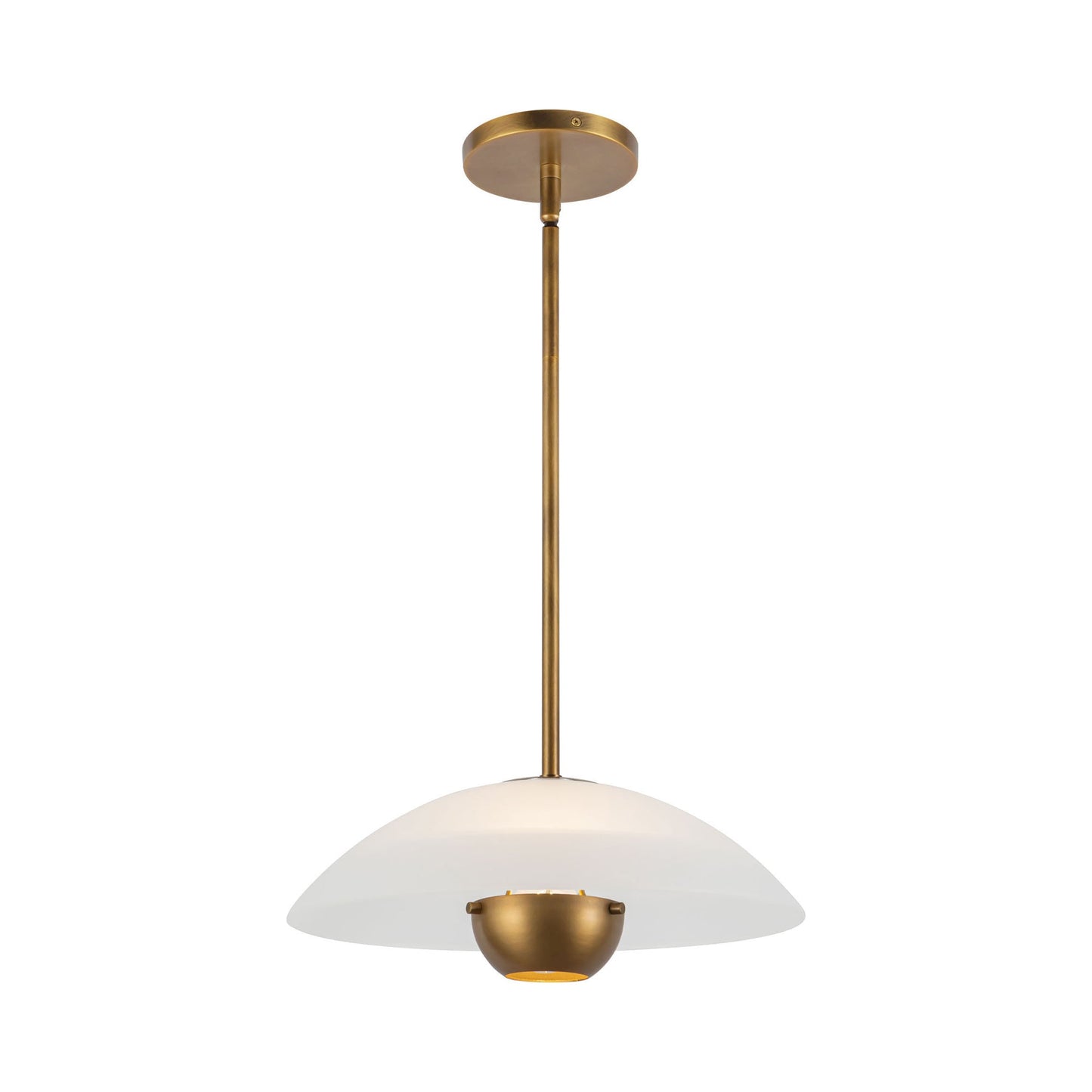 Umbra Pendant Light in Opal Glass/Vintage Brass.