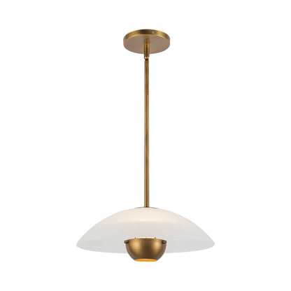 Umbra Pendant Light in Opal Glass/Vintage Brass.