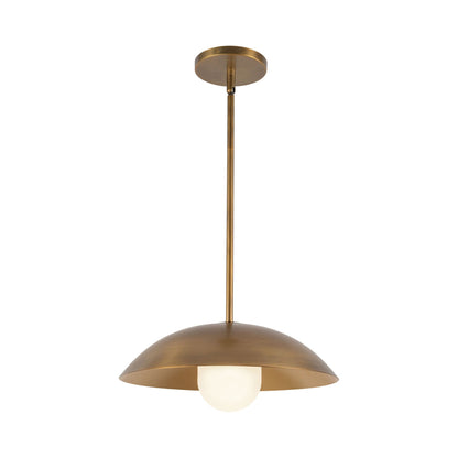 Umbra Pendant Light in Vintage Brass/Opal Glass.