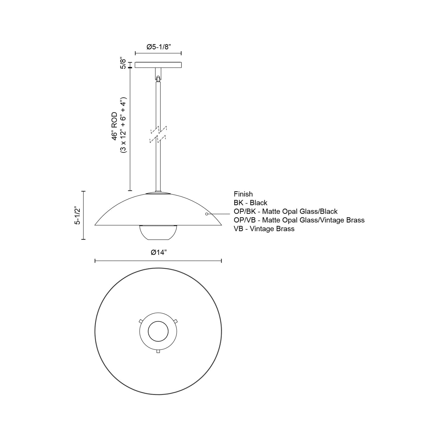 Umbra Pendant Light - line drawing.