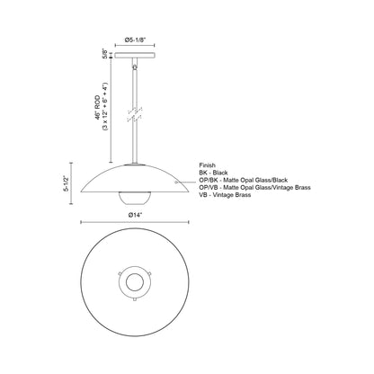 Umbra Pendant Light - line drawing.