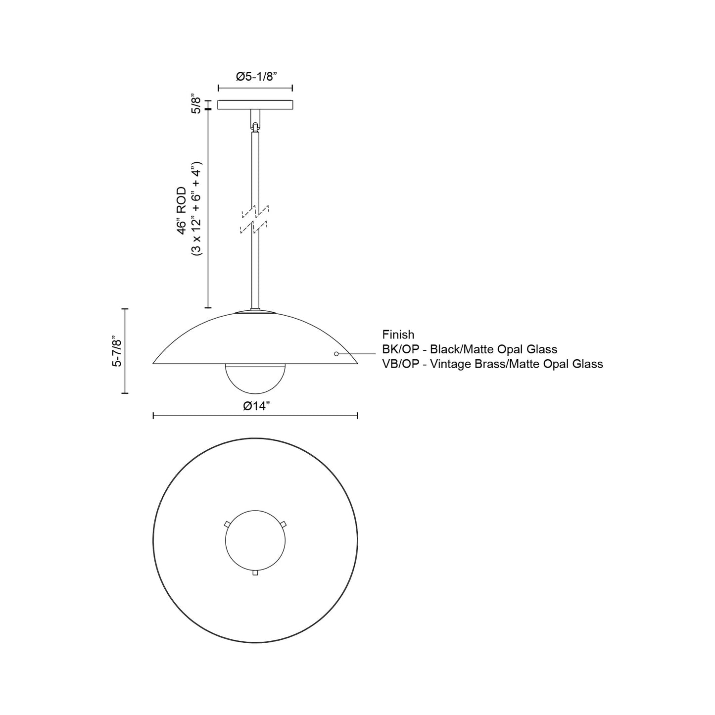 Umbra Pendant Light - line drawing.